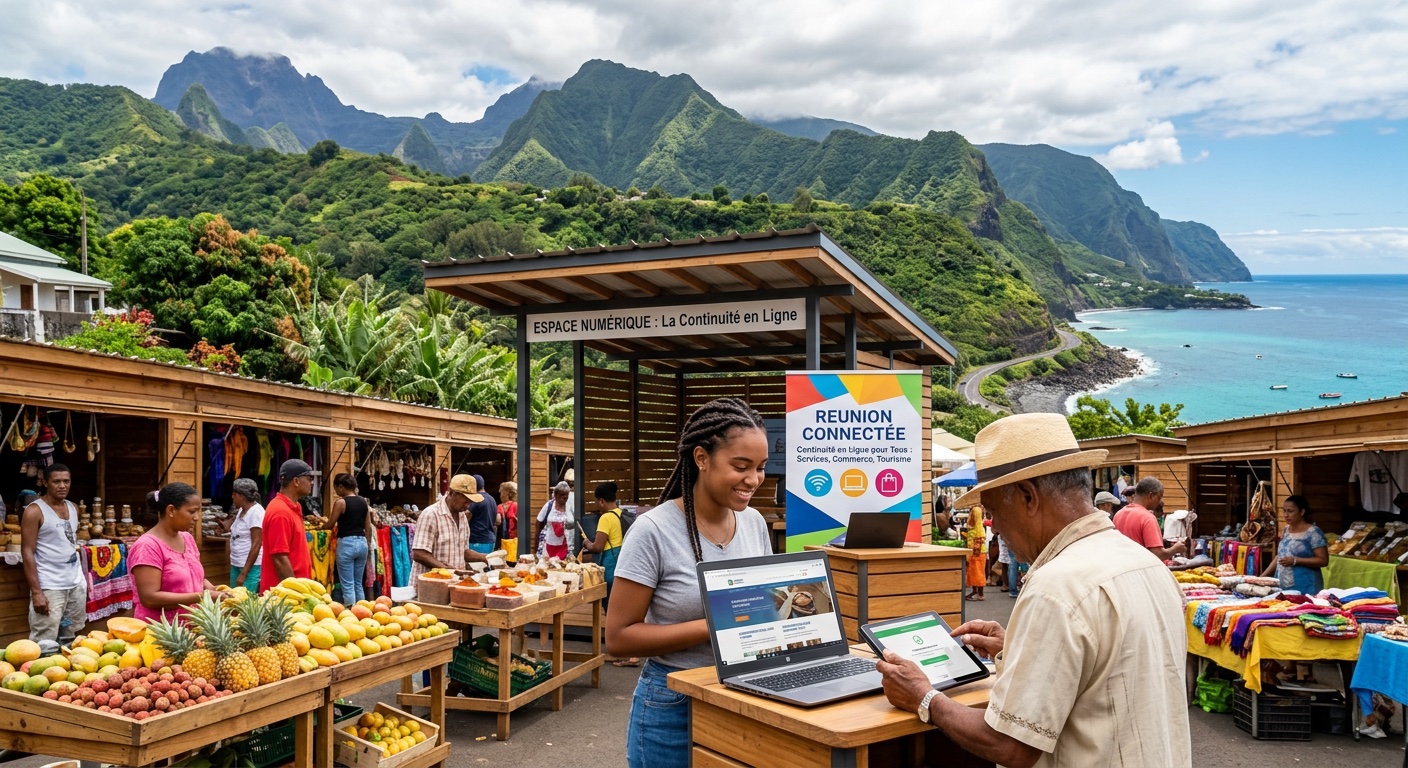 Paysage de La Réunion : activité locale et continuité en ligne